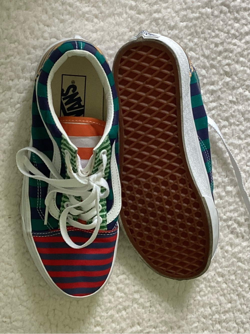 Vans Old Skool Womens 8.5 Mixed Stripe Colorblock Y2K Retro Skate Sneakers - Picture 5 of 6